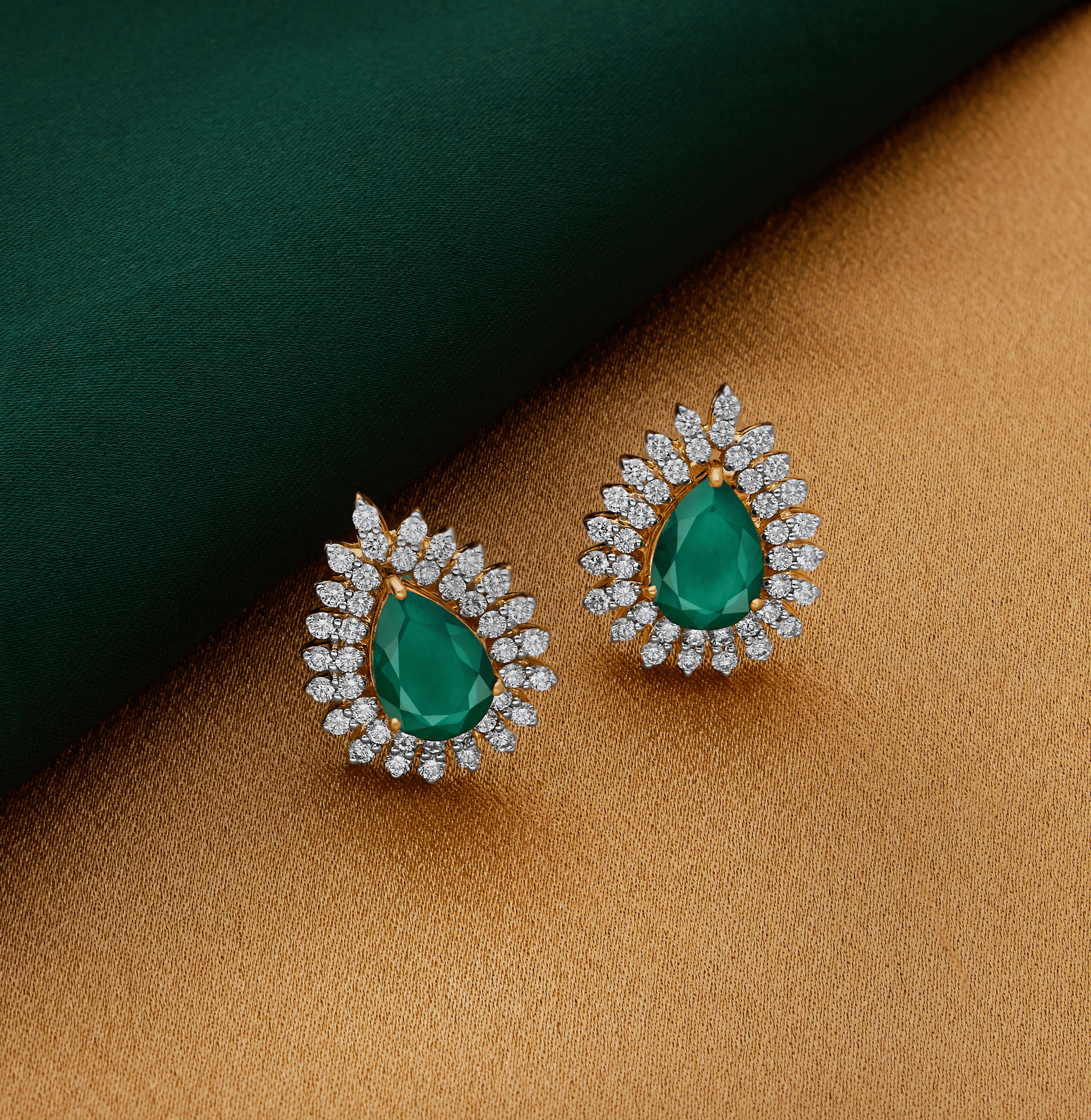 Shop Rubans Gold Plated American Diamond Earrings With White And Pastel  Green Stones Online at Rubans