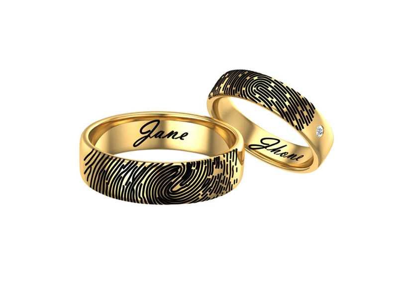 Double Fingerprint Couples Ring Set